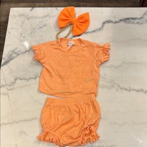 Cat & Jack Orange Polka Dot Hair Bow Set